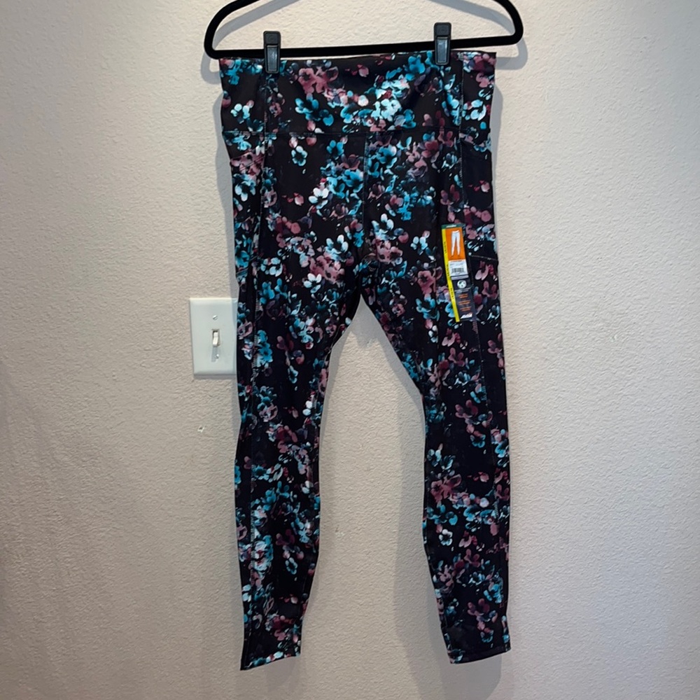 New Avia Floral Workout Running Yoga Leggings Size Large 12-14 NWT - Picture 3 of 6